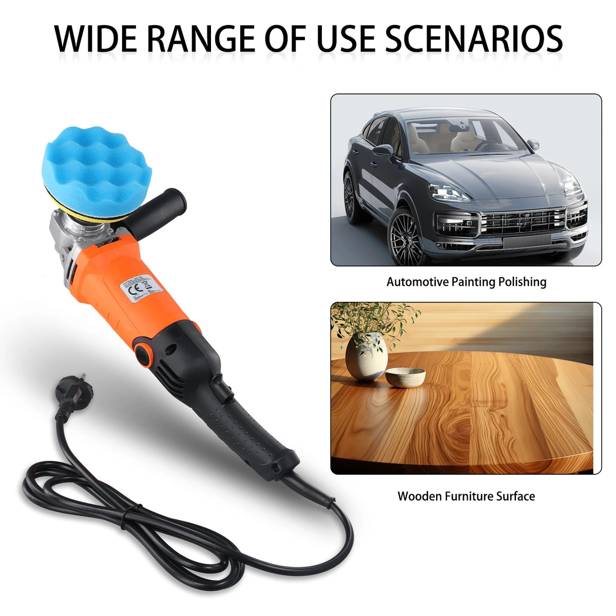 Podofo Lucidatrice Rotativa Elettrica per Auto 1200W, Macchina per Lucidatura e Ceratura Auto a 6 Livelli Variabili, Strumento per Auto e Barche