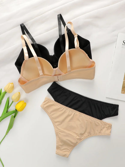 2 set Set di biancheria intima con ferretto solido Reggiseno push up da donna con anello in acciaio Moda donna intimo Mutandine Set di reggiseni per tutti i giorni J2611
