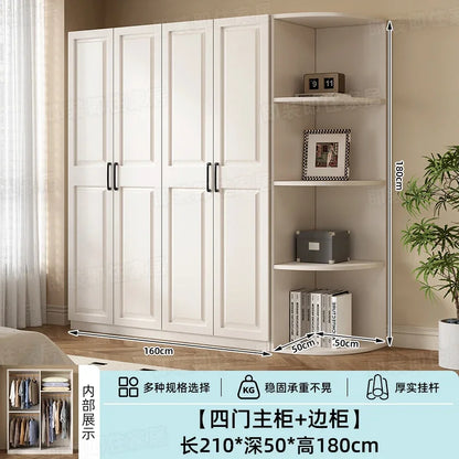 Armadio in stile crema per camera da letto, facile da montare, ideale per piccoli appartamenti, armadio in legno, mobile contenitore per stanze in affitto.