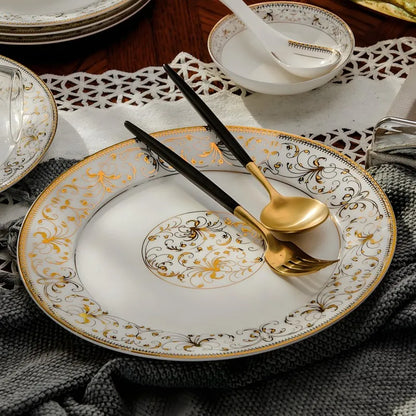 2 pz/set, 8 + 10 pollici, set da pranzo bone china piatti e piatti, piatti da buffet in ceramica per feste, caricabatterie per piatti in porcellana, feste