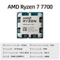 Processore desktop AMD Ryzen 7 7700, 8 core, 4,5 GHz, tecnologia 5 nm, 32 MB di memoria cache L3, socket AM5 (il dissipatore di calore non è incluso).