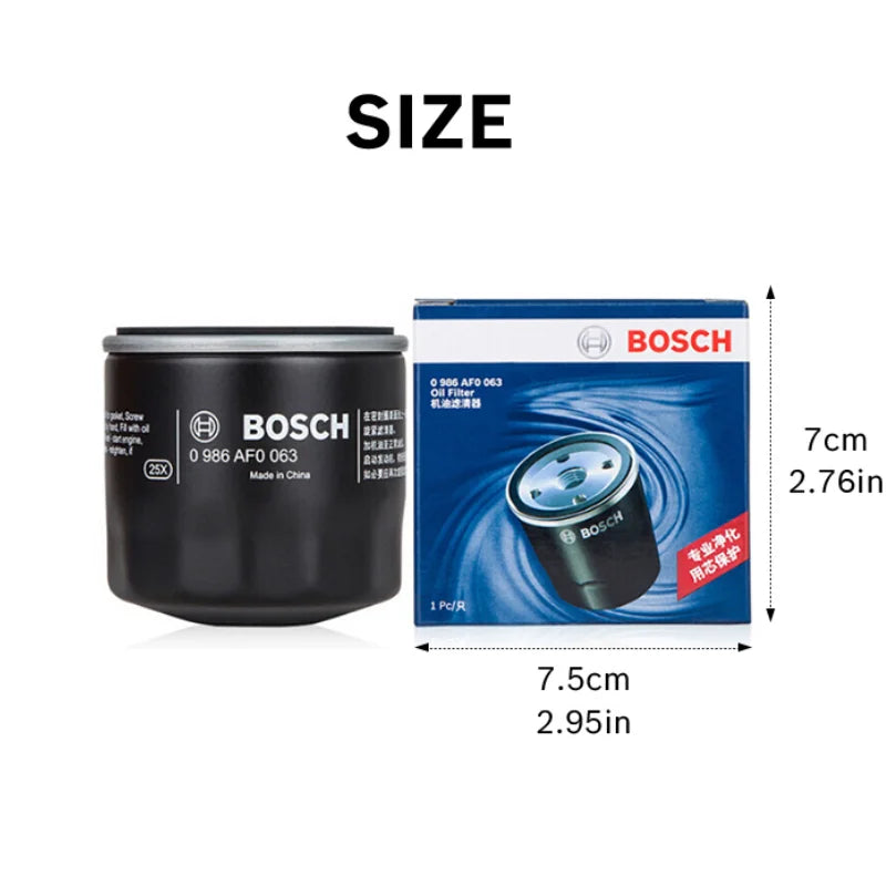 Filtro dell'olio Bosch AF0063 per Honda CR-V, per Accent Elantra Sonata Tucson, per Kia Rio, per Mazda 2 3, per Subaru XV【OE:263002Y500】