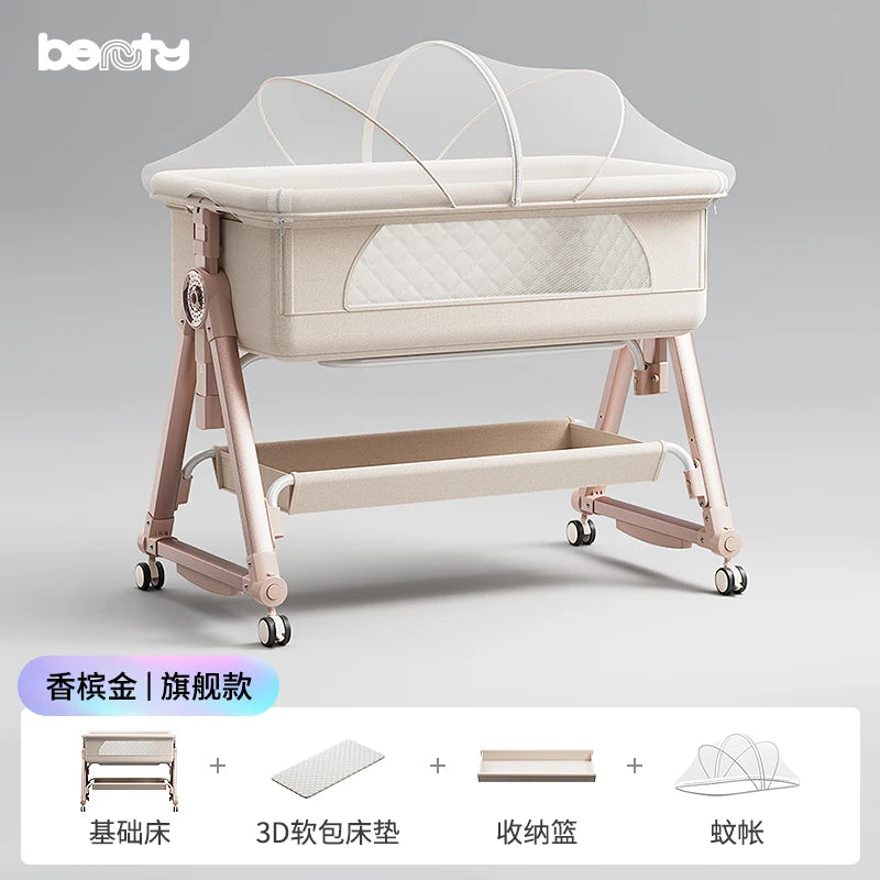 Culla per bambini, giunzione portatile, culla per lettino, culla da comodino per bambino, culla da comodino 3 in 1 con ruote