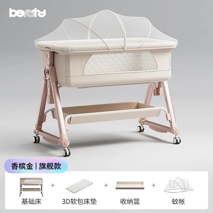 Culla per bambini, giunzione portatile, culla per lettino, culla da comodino per bambino, culla da comodino 3 in 1 con ruote