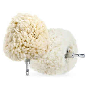 SPTA 1PC Sfera Lucidante in Lana Naturale da 4 Pollici (100mm) con Gambo Esagonale per Trapano Elettrico, Lucidatrice, Taglio, Riparazione Carrozzeria, Tampone Lucidante