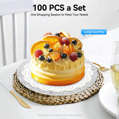 Set da 100 sottopiatto, sottopiatto rotondo, piatti da portata riutilizzabili, sottopiatto da 13 pollici per piatti da portata, ideale per matrimoni, feste ed eventi, design con fondo incavato stabile, elegante decorazione pr