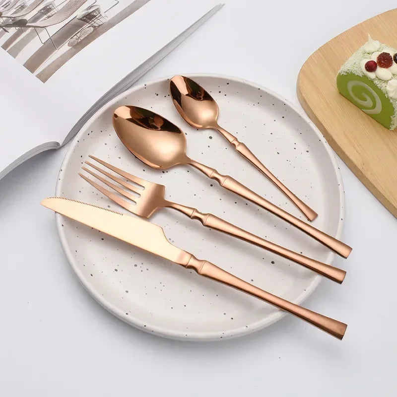 Set di posate in acciaio inossidabile da 30/40/60 pezzi, coltello, forchetta, cucchiaio da caffè, stoviglie, lavabili in lavastoviglie