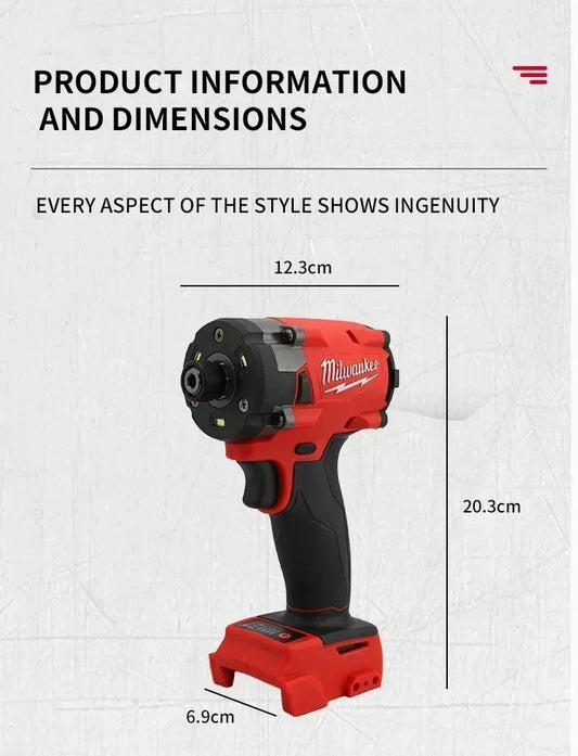 Avvitatore a impulsi senza spazzole Milwaukee M18 con attacco esagonale da 1/4", utensile elettrico compatto a batteria 18V ad alta coppia per il fissaggio di viti