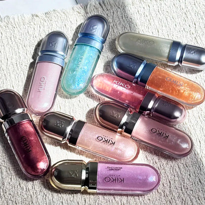 KIKO Unlimited Blush, fard in polvere monocromatico, e Unlimited Double Touch, lucidalabbra in edizione limitata, lucidalabbra 3D Hydra, 25 colori.