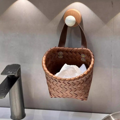 Cesto da parete in plastica, decorativo, intrecciato a mano, per conservare verdure e frutta, contenitore salvaspazio per uova e frutta.