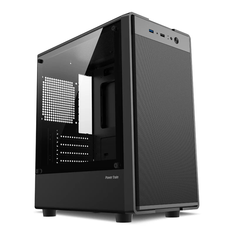 Case PC Power Train Flying MATX Mini-ITX con Alimentatore SFX/ATX, Chassis Desktop Portatile con Porta USB e Pannello in Rete Metallica
