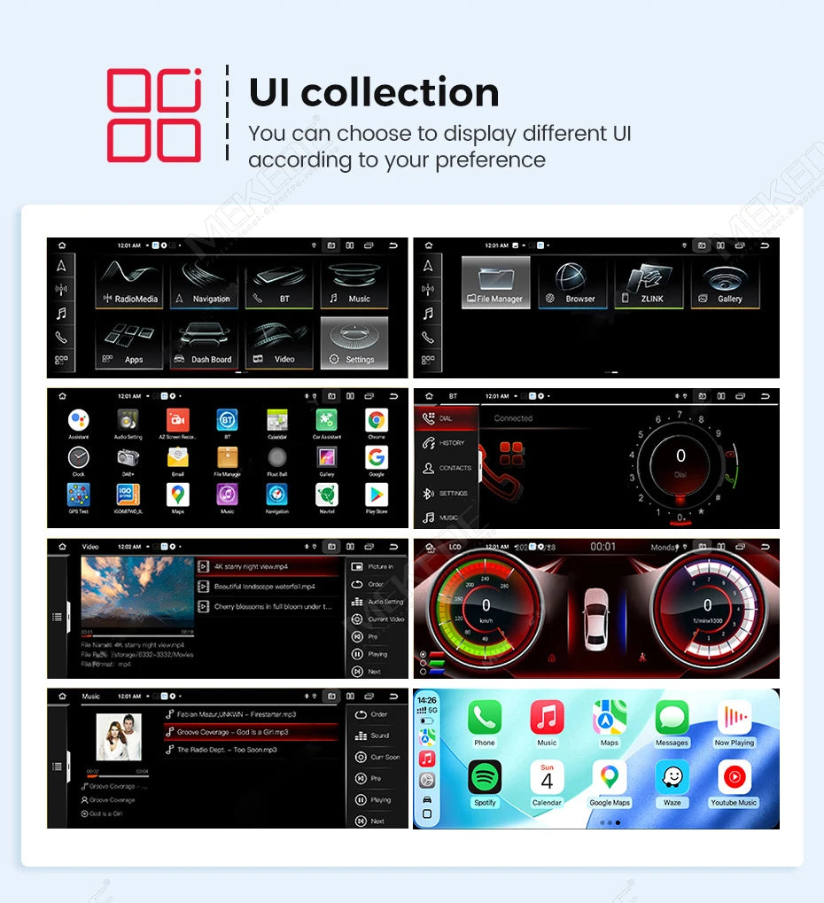 Schermo da 8,8 pollici, stile originale, sistema multimediale wireless con CarPlay e Android Auto per Audi Q5 2010-2017, 4G LTE, WiFi, BT, navigazione GPS, autoradio Android, lettore video 4K.