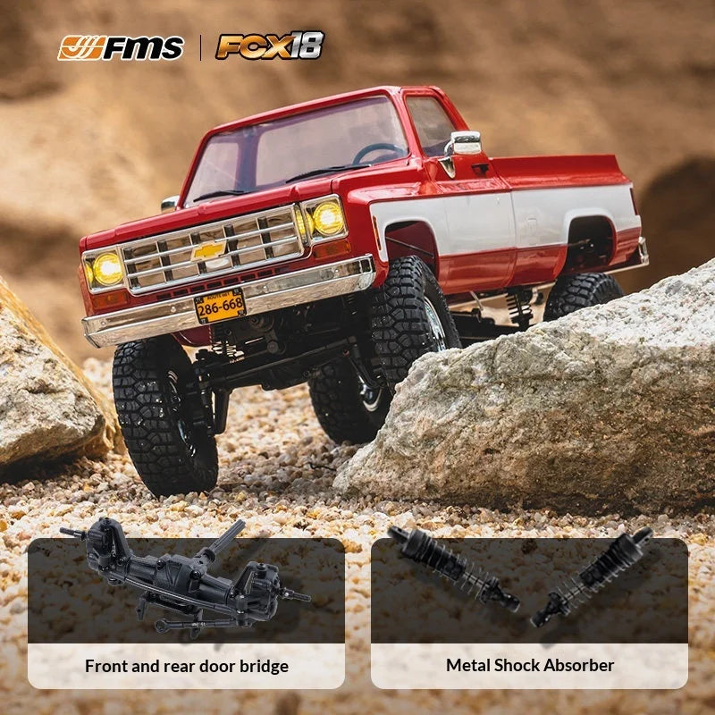 Modellino RC 1:18 di Pickup Truck Fms Fcx Chevrolet K10, Veicolo Elettrico Simulato per Fuoristrada, Giocattolo per Bambini, Regalo Disponibile