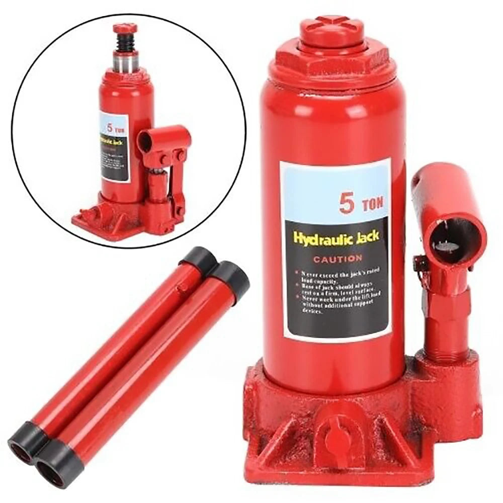 Martinetto idraulico a bottiglia da 5 tonnellate – Sollevatore verticale per riparazioni auto e sollevamenti pesanti, altezza minima 180 mm, altezza massima 355 mm, altezza di sollevamento 115 mm, peso leggero 2,7 kg, strut