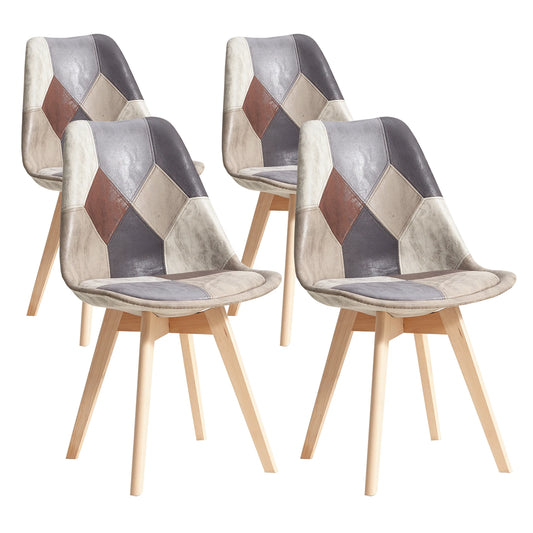 EGOONM Set di 2/4 Sedie da Pranzo Patchwork con Gambe in Legno e Seduta Imbottita per Cucina e Soggiorno in Tessuto Tecnico