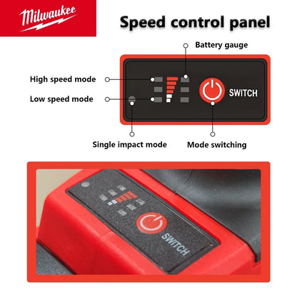 M18 Milwaukee 1/2' FUEL Avvitatore a impulsi brushless senza fili 600N.m 3500RPM con 3 luci LED, chiave dinamometrica compatta, utensile elettrico