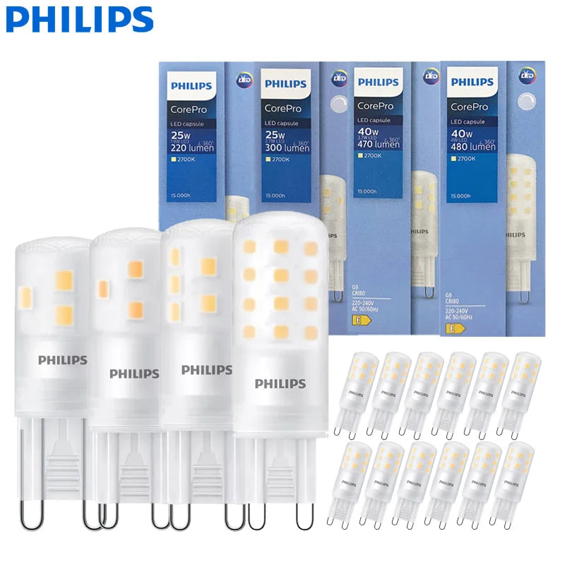 Philips LED G9 Pin Capsule 1.9W 2.7W 3.7W 4W Lampada CorePro 2700K Calda 220-240V Lampadina per attività in cristallo Sostituisci la luce alogena G9
