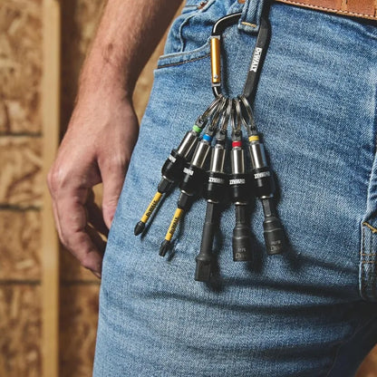 Set di Portabiti a Portachiavi DEWALT, Attacco Esagonale da 1/4'', Portabiti in Metallo Autobloccante Durevole, DWAFHLDKC5