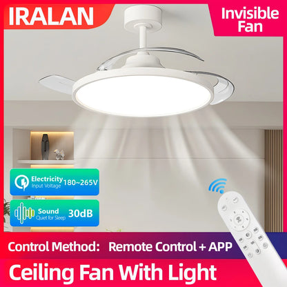 Ventilatore da soffitto semplice con luce Ventilatore elettrico intelligente retrattile Grande ventilatore per sala da pranzo per la casa Apparecchi decorativi da 42/48 pollici