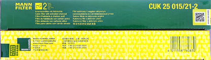 FILTRO ARIA ABITACOLO MANN FILTER CUK25015/1-2 Compatibile con Model 3 e Model Y EV (2 Pezzi in 1 Confezione)