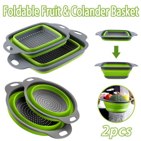 Cestello scolapiatti pieghevole in silicone Colino da cucina portatile Lavaggio di frutta e verdura Scolapiatti pieghevole Dispositivo di scarico per utensili da cucina