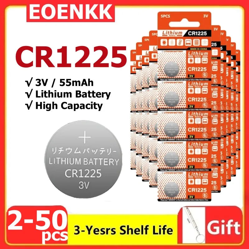 2-50 PZ CR1225 Batterie a bottone ECR1225 Batteria a bottone 1225 per strumenti elettronici, telecomando, bilancia elettronica 3V