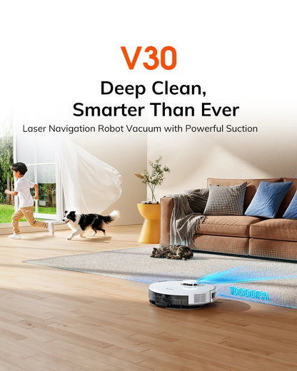 Robot Aspirapolvere ILIFE V30, Navigazione Laser, Aspirazione 10000Pa, Fino a 150 Minuti di Autonomia, Controllo APP, Pulizia Personalizzabile