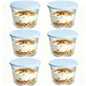 Set di 4/6 Piccole Ciotole in Vetro con Coperchio, Contenitori Impilabili in Vetro Trasparente a Righe per Dessert, Budini, Salse, Salse Piccanti, Noci, Avena, Caramelle, Dolciumi