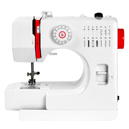 Macchina da Cucire Elettrica Mini 728 Fai-da-te con 14 Punti, Tavolo di Estensione, Kit per Tessuti in Cotone e Cucito, Cucitura Inversa e 14 Tipi di Punti Interni, EU