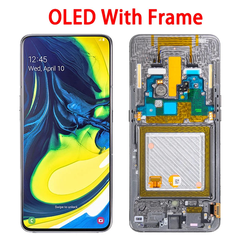 Display LCD Super AMOLED per Samsung A80 A805 A805F, gruppo digitalizzatore touchscreen con sensore di impronte digitali per Samsung A90 LCD