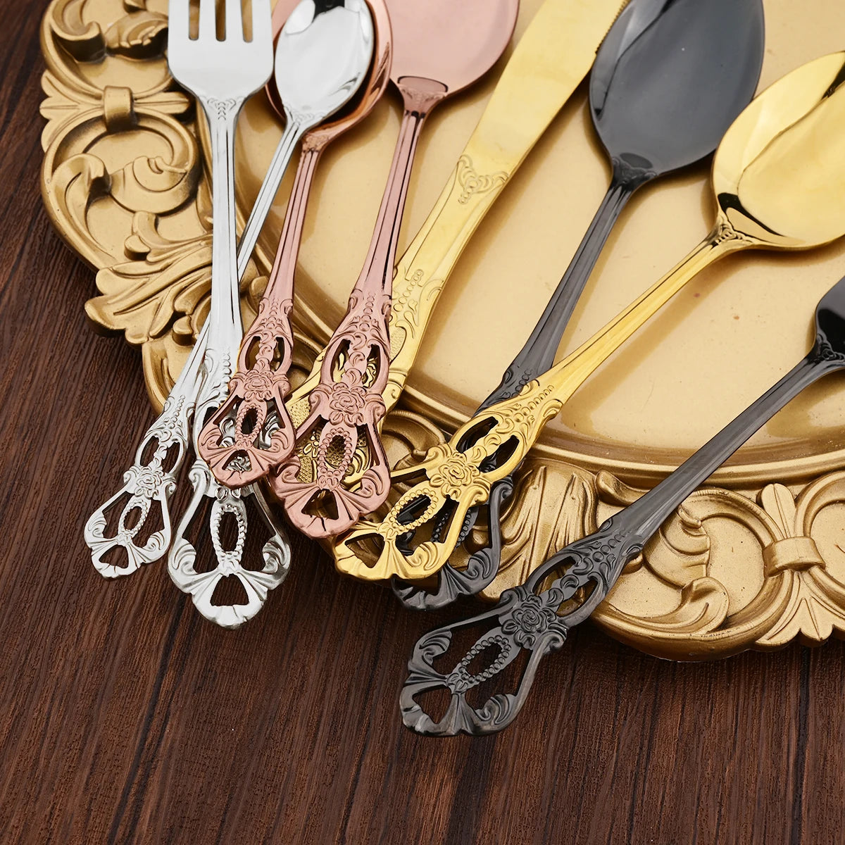 Set di posate da 20 pezzi in acciaio inossidabile color oro rosa, coltello, forchetta, cucchiaio, posate da tavola, stoviglie da cucina