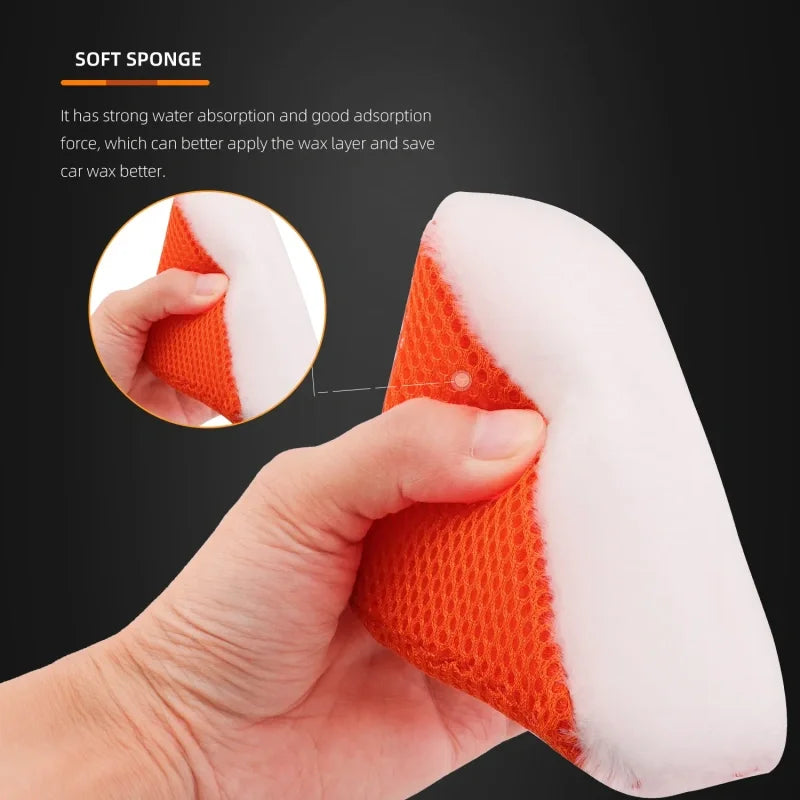 SPTA 1 pz Spugna triangolare per la pulizia degli interni dell'auto, applicatore a cuneo per la pulizia della pelle, della gomma e della plastica, per la ceratura