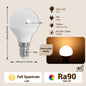 Lampadina LED G45 a spettro completo con attacco E14 E27, indice di resa cromatica CRI90, protezione per gli occhi, lampadina decorativa per illuminazione ambientale interna