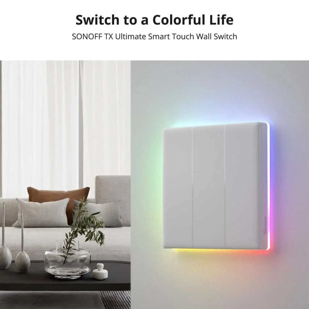 Sonoff TX Ultimate SONOFF T5 Sonoff Interruttore da parete 86/120 Accesso completamente touch Bordo luminoso a LED Multi-sensoriale tramite Alexa Home Smartthings