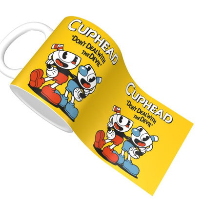 Tazze da caffè personalizzate CupHead e MugMan personaggi dei videogiochi elettronici fai da te tazza da tè al latte in ceramica