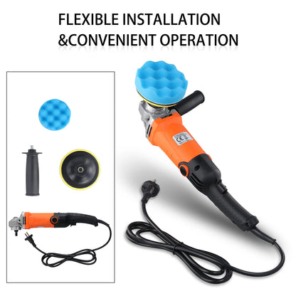Lucidatrice Rotativa Podofo 1200W per Auto, Macchina Elettrica per Lucidatura e Ceratura con Velocità Regolabile, Strumento per Lucidatura Auto e Barche con 14 Ruote in Spugna