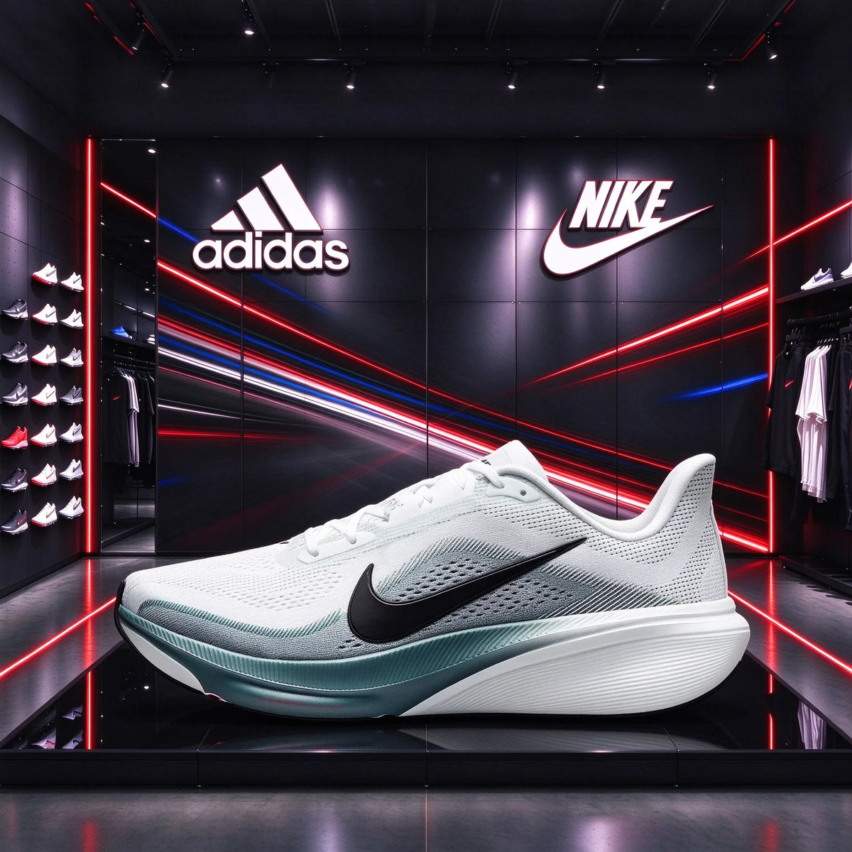 Nike Pegasus 42: scarpe da corsa da uomo, comode, resistenti all’usura e dotate di un’ottima elasticità, disponibili nei colori bianco, nero e verde, modello IB1873-110.