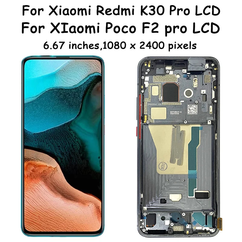 Nuovo Display AMOLED per Xiaomi Redmi K30 Pro, Schermo Touch con Digitalizzatore per Xiaomi Pocophone Poco F2 Pro M2004J11G