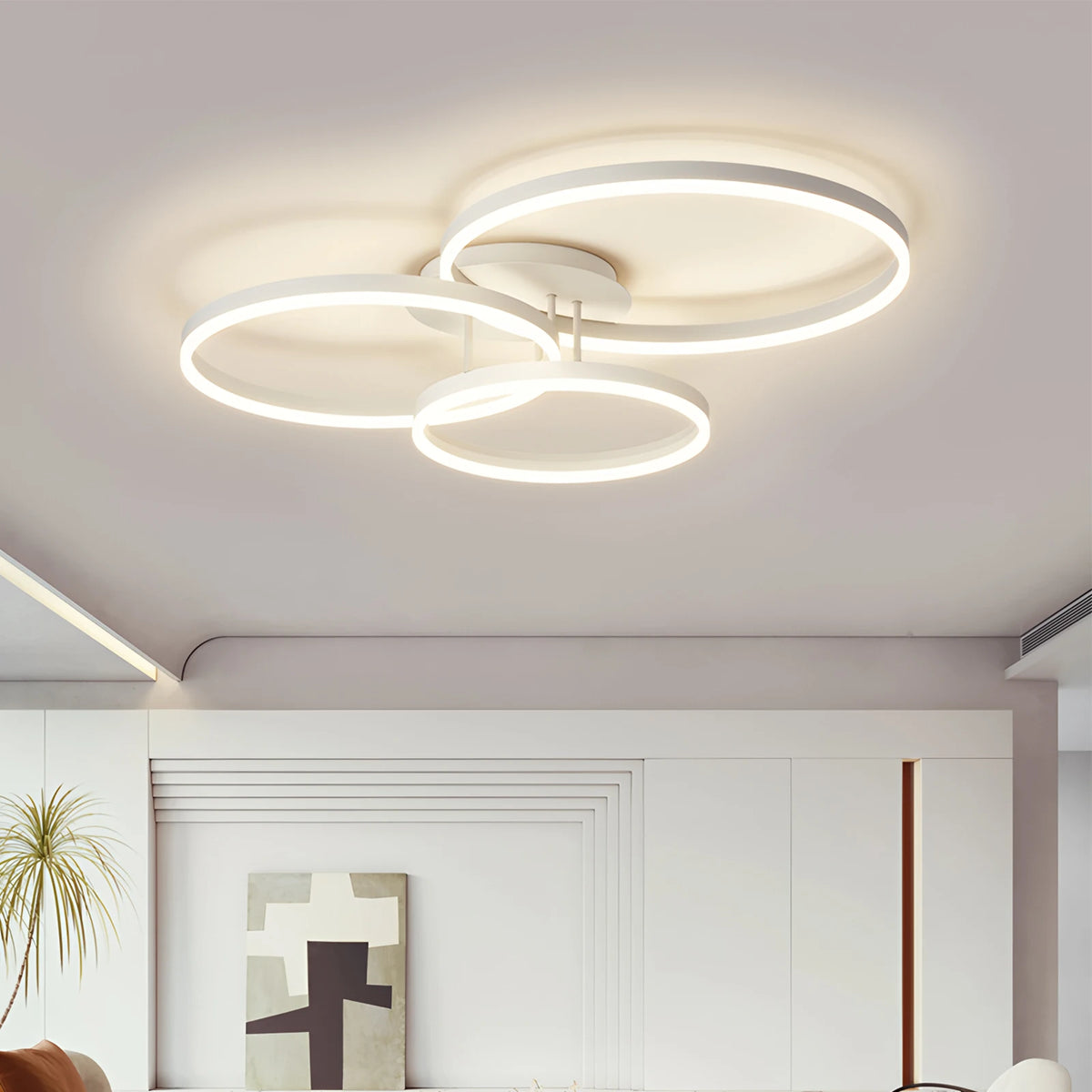 Lampadario a soffitto IRALAN con anello LED e telecomando, luce per soggiorno e tavolo da pranzo, illuminazione in acrilico.