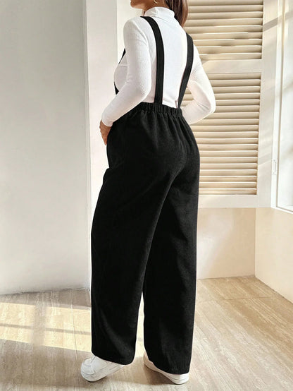 Tuta in Velluto a Coste per Donne in Gravidanza, con Bretelle Regolabili e Gamba Larga, Abbigliamento Casual Primaverile e Autunnale per la Gravidanza
