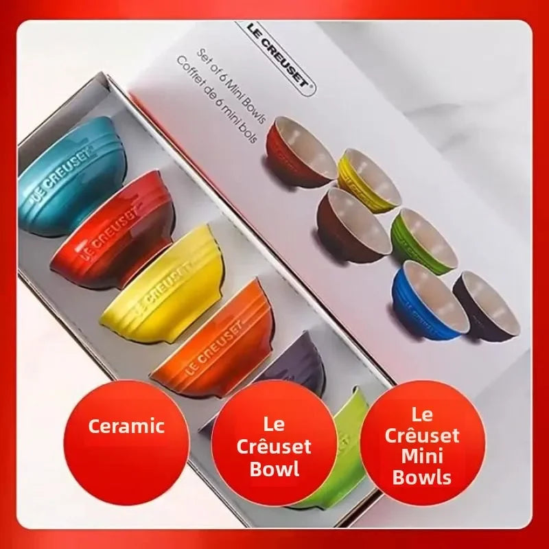 Set di ciotole per dessert colorate Le Creuset, stoviglie in ceramica, ciotola per riso, ciotola per zuppa, set regalo in confezione regalo, forma rotonda di lusso, per uso adulto