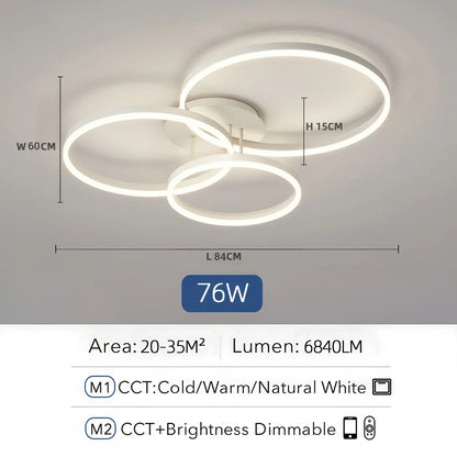 Lampadario a soffitto IRALAN con anello LED e telecomando, luce per soggiorno e tavolo da pranzo, illuminazione in acrilico.