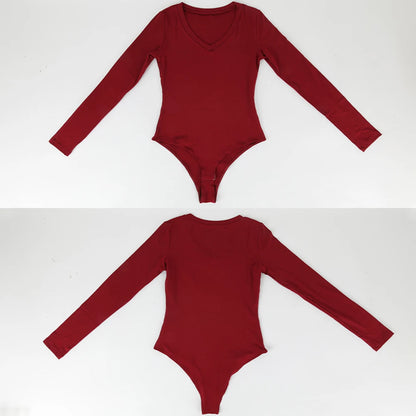 Tuta con scollo a V profondo tuta da donna a maniche lunghe Shapewear Shaper Lady Sexy uscire top abiti per il corpo vestiti caldi femminili autunno inverno