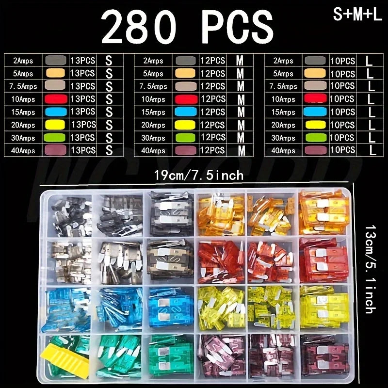 Kit combinato di fusibili per auto da 50-306 pezzi, mini, piccoli e medi, fusibili a lama per applicazioni marine e automobilistiche, 2A 3A 5A 10A 15A 20A 25A 30A 35A