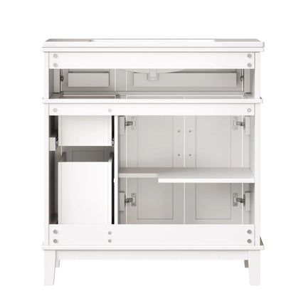 Mobile bagno moderno 76x86x46,5 cm con lavabo in ceramica integrato, mobiletto a cassetti autoportante con ampio spazio contenitivo, dotato di chiusura ammortizzata silenziosa e protezione dal troppo pieno del lavabo, elegant