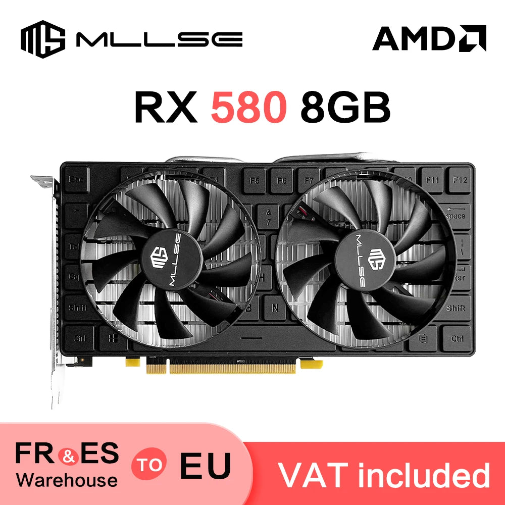 Scheda Video da Gioco MLLSE RX 580 8GB 2048SP GDDR5 256Bit 6Pin PCI Express 3.0 × 16 AMD Radeon GPU RX 580 8G