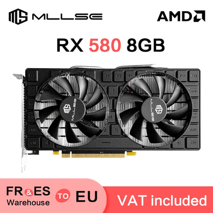 Scheda Video da Gioco MLLSE RX 580 8GB 2048SP GDDR5 256Bit 6Pin PCI Express 3.0 × 16 AMD Radeon GPU RX 580 8G