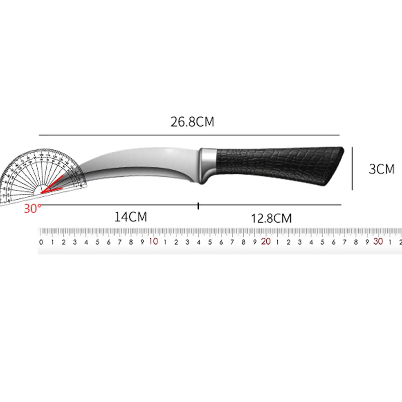 Coltello da cucina professionale in acciaio inossidabile. Coltello affilato per tagliare carne e verdure. Manico antiscivolo con fodero.