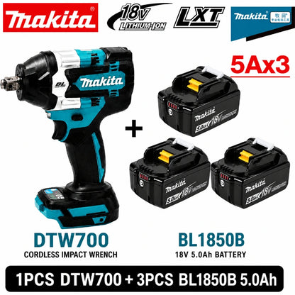 Avvitatore a impulsi Makita DTW700 18V senza fili, brushless, 700 Nm, professionale, con attacco quadrato da 1/2 pollice, velocità variabile, Auto-Stop, compatibile con batterie Makita LXT BL1830 BL1840 BL1850 BL1860B - Maga