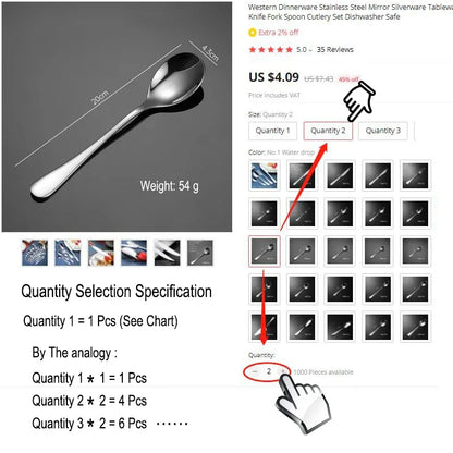 Set di posate da 24 pezzi in acciaio inossidabile, set di stoviglie, cucchiaio e forchetta, coltello, forchetta, cucchiaio da dessert, cucchiaio da tè